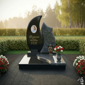 Комбинированный мемориальный комплекс с крестом для одного - ПН241