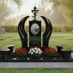 Элитный Православный гранитный памятник на двоих - ПН382