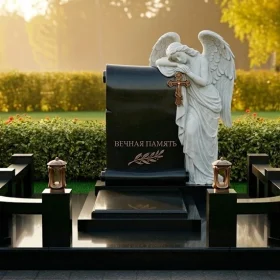 Православный вертикальный памятник из гранита или мрамора - ПН393