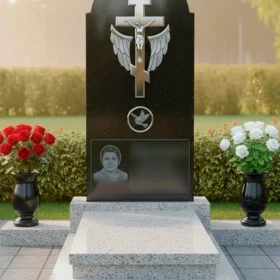 Горизонтальный гранитный памятник для двоих - ПН415