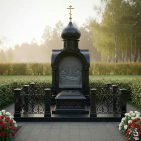 Православный вертикальный Гранитный памятник - ПН531
