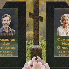 Памятник Гранит|Стекло Горизонтальный с крестом - П246