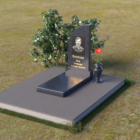 Памятник с волнистым верхом из гранита, гранит Блю Перл