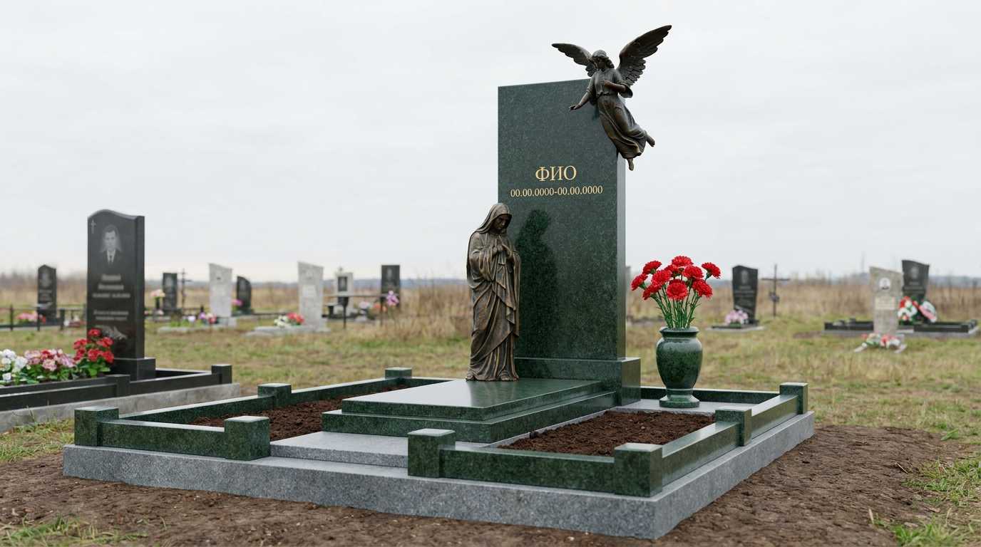 Пример дизайна: Бронзовый мемориал со скульптурой в полный рост с ангелом