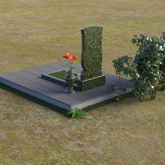 Памятник с асимметричной аркой из гранита, гранит Балтик грин, вид 4
