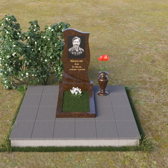 Памятник-волна с драпировкой из гранита, гранит Дымовский, вид 3