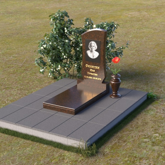 Памятник с волнообразными гранями из гранита, гранит Дымовский