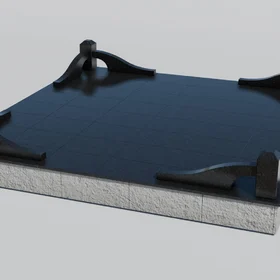 Гранитный цоколь с фигурными угловыми элементами на могилу
