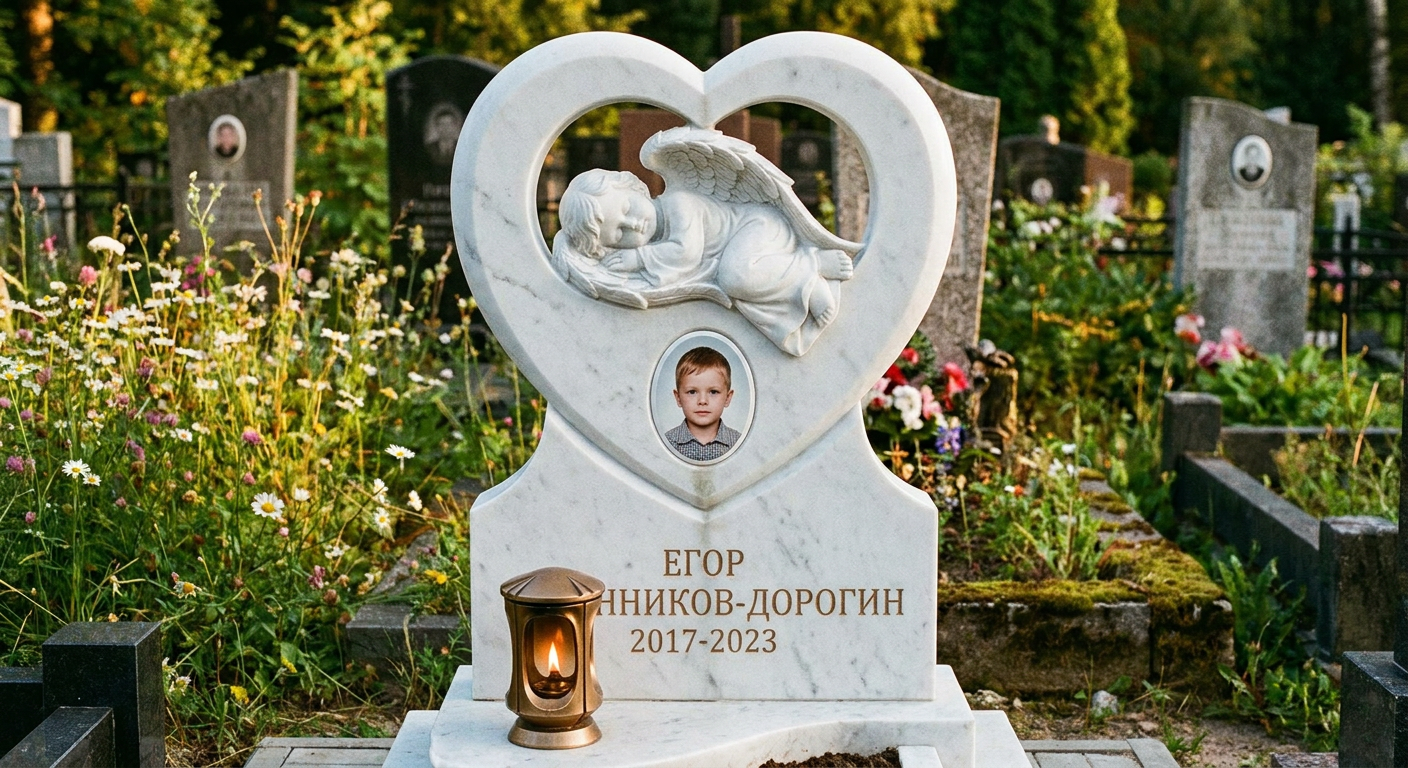 Пример дизайна: Детский памятник в форме сердца
