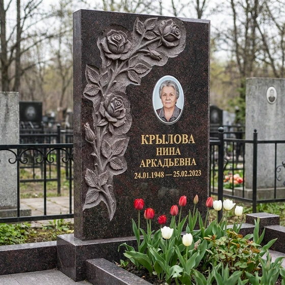 Памятник с розой из лезниковского гранита
