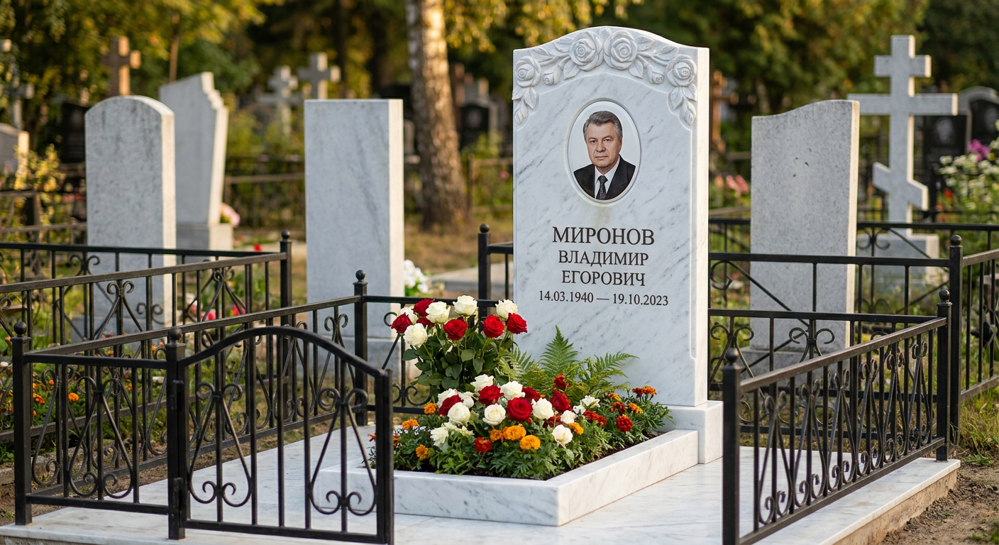 Пример дизайна: Комбинированный памятник на двоих с красным крестом — фото и цена