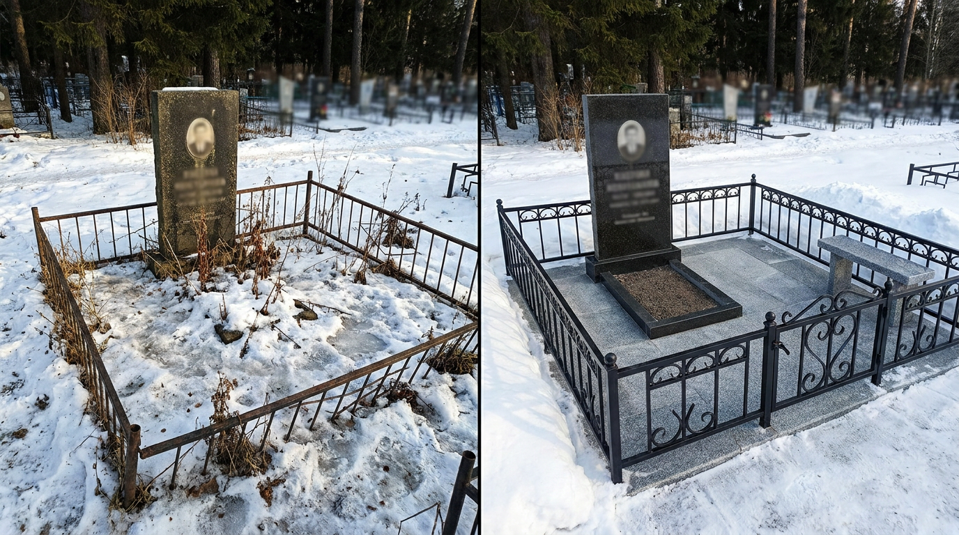 Благоустройство могилы в Новом Уренгое — пример 1