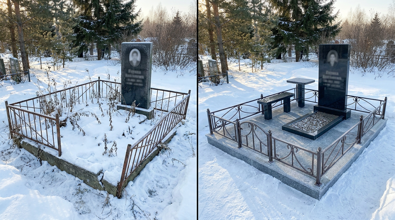 Благоустройство могилы в Новом Уренгое — пример 2